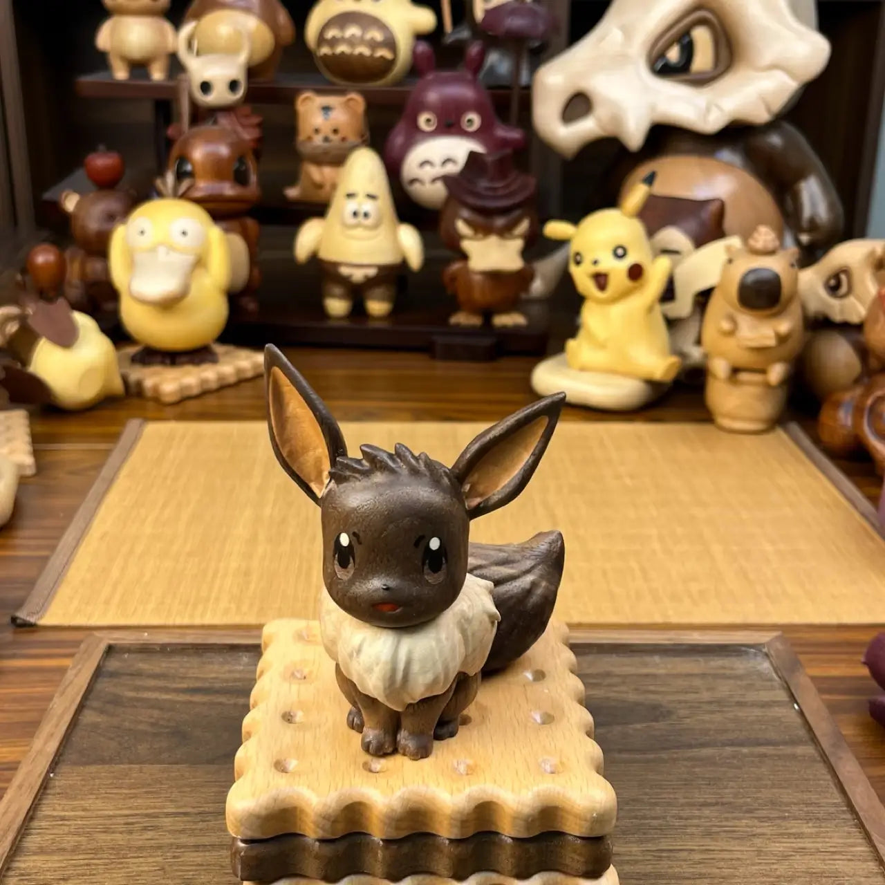 Wooden Eevee Figurine