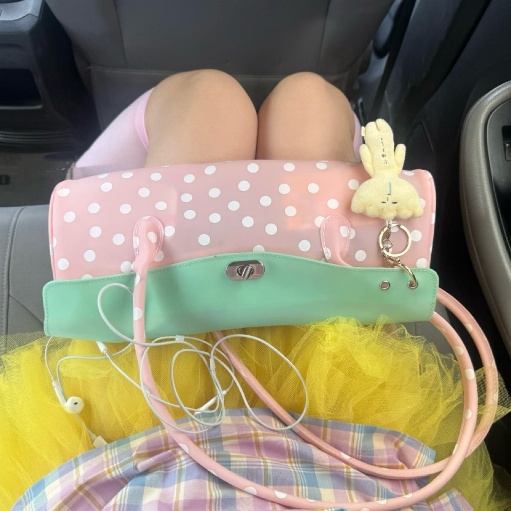 Colorblock Polka Dot Jelly Hobo Bag