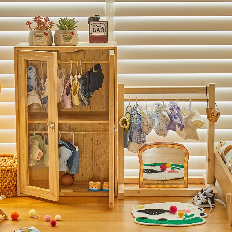 Doll Clothes Wooden Wardrobe - itswaii