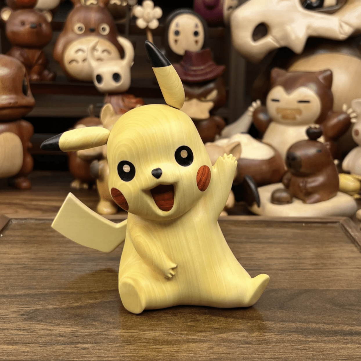 Wooden Pikachu Figurine - itswaii