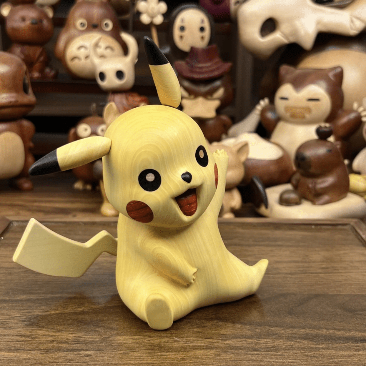 Wooden Pikachu Figurine - itswaii