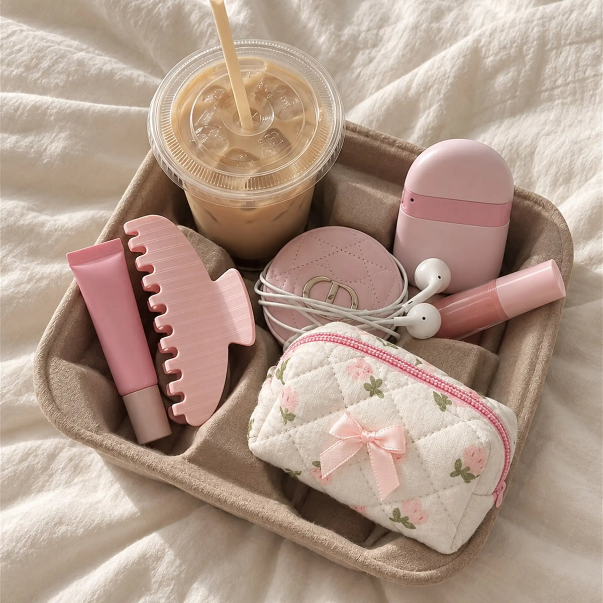 Bow & Bloom Quilted Mini Pouch