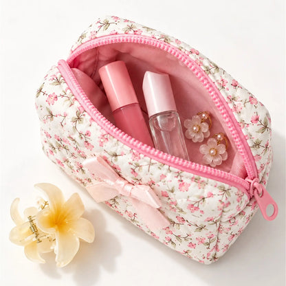 Bow & Bloom Quilted Mini Pouch