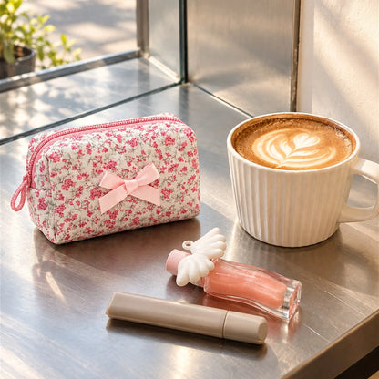 Bow & Bloom Quilted Mini Pouch