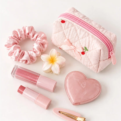 Bow & Bloom Quilted Mini Pouch