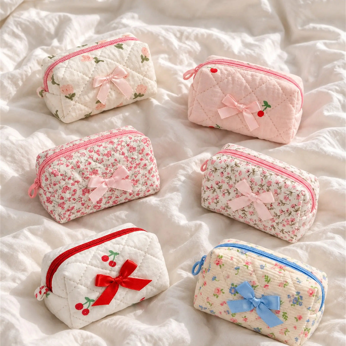 Bow & Bloom Quilted Mini Pouch