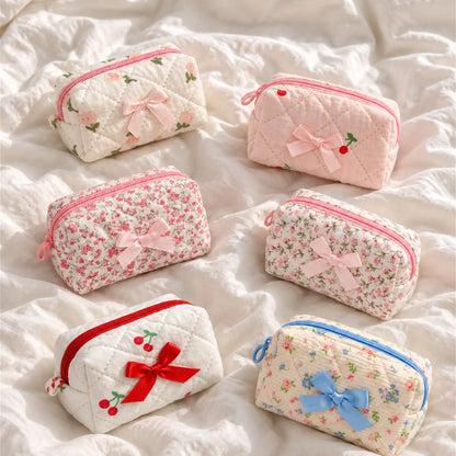 Bow & Bloom Quilted Mini Pouch