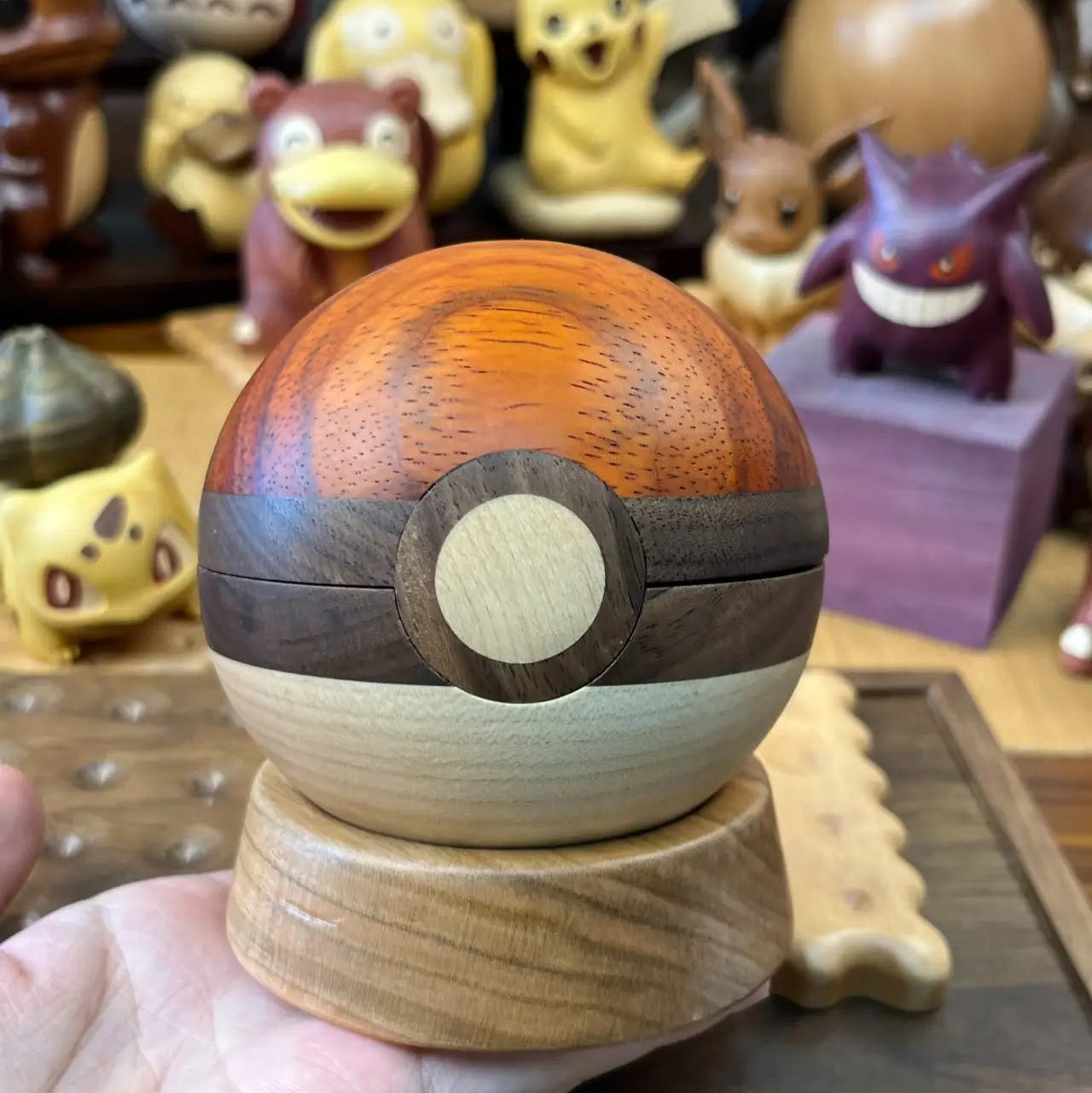Wooden Pokeball figurine