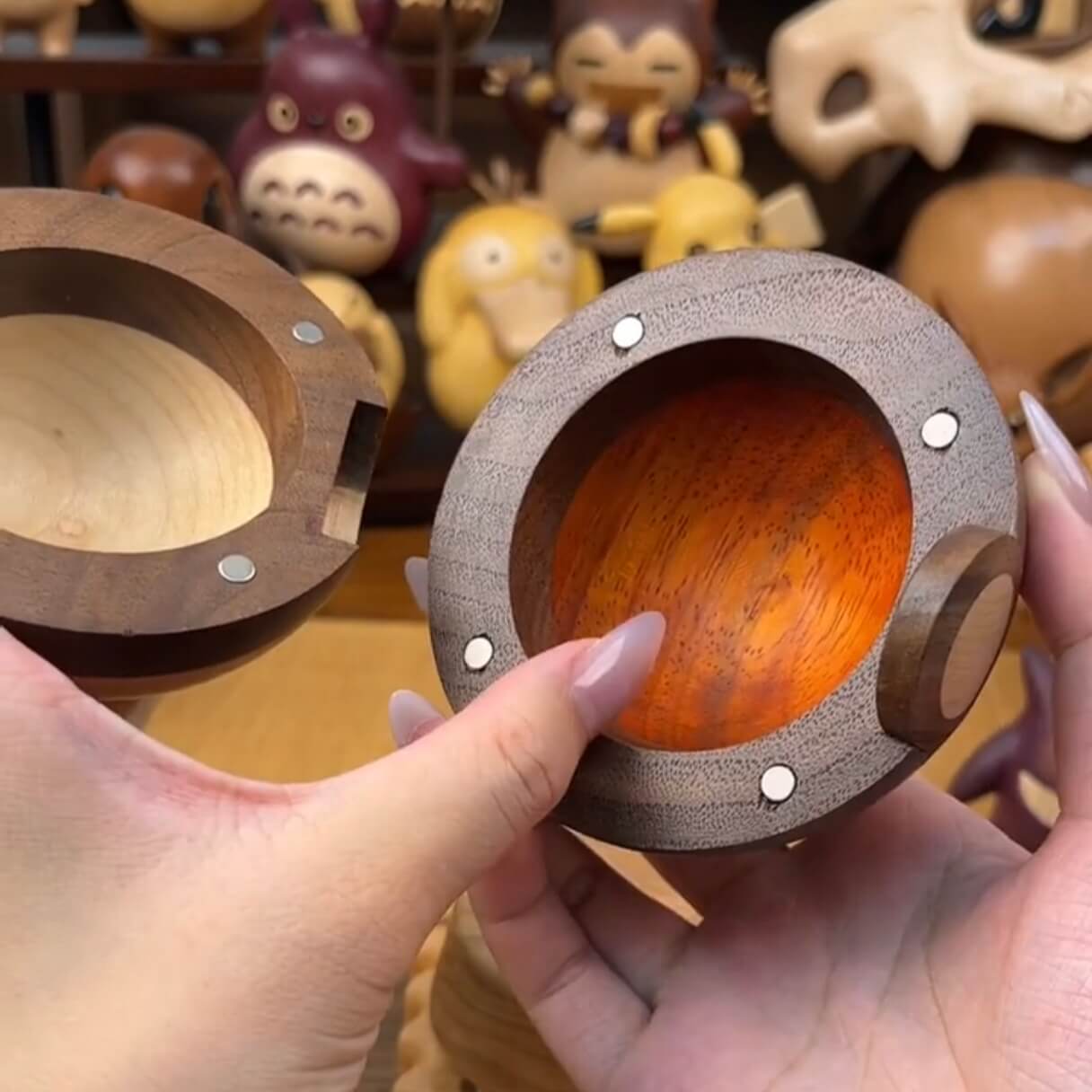 Wooden Pokeball figurine