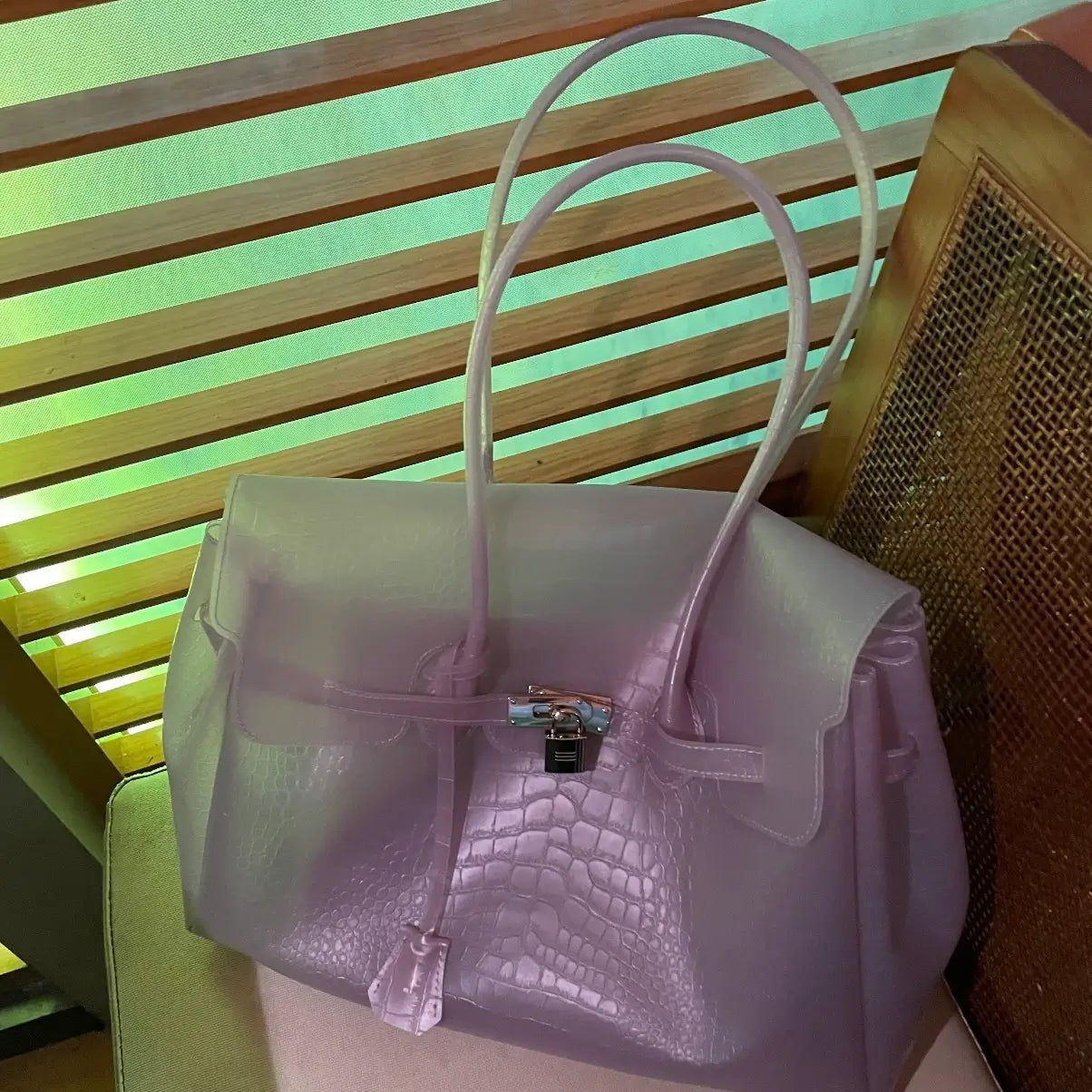 Croc-Embossed Jelly Firkin Bag (DIY Charm Pack Included)