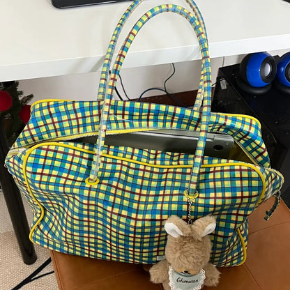 Vintage British Plaid Multiway Tote Bag