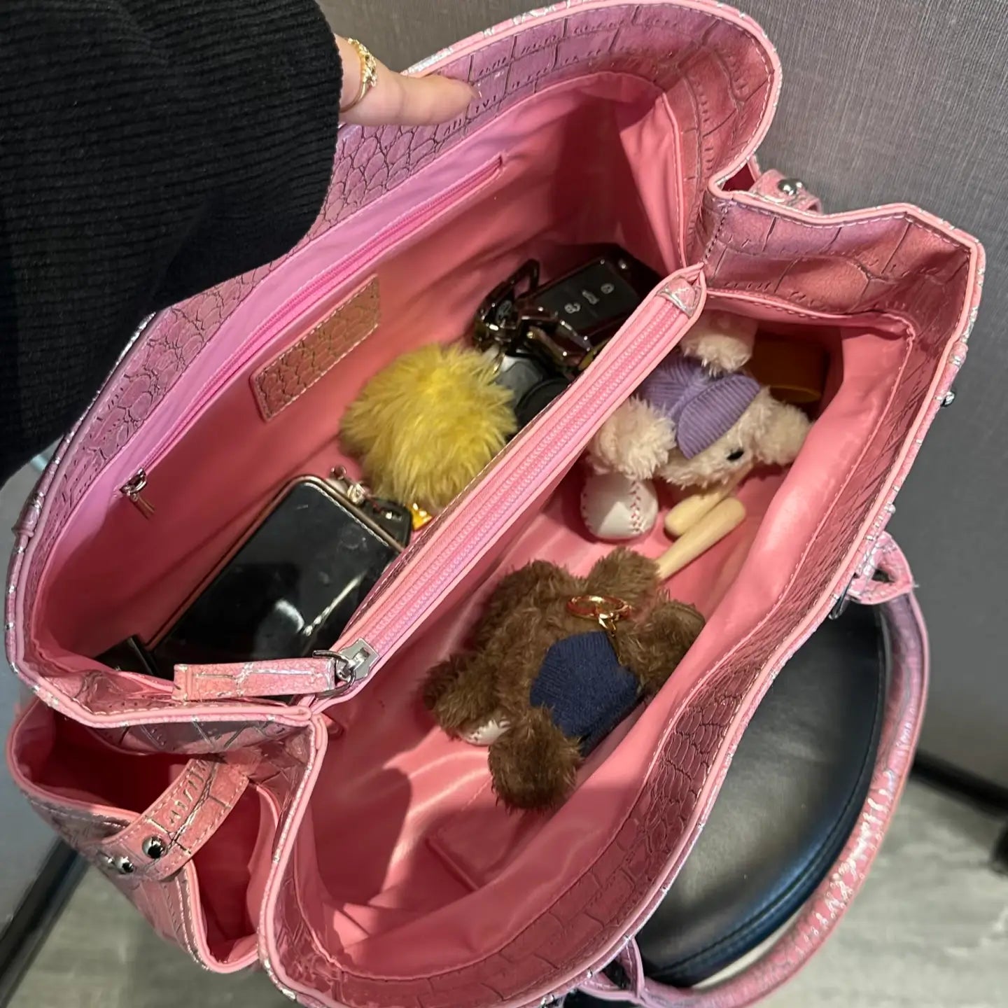 Vintage Pink Croc Tote Bagink