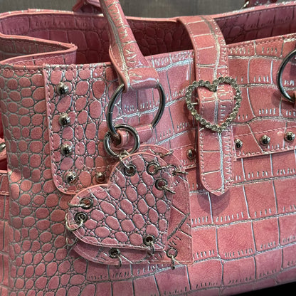Vintage Pink Croc Tote Bagink