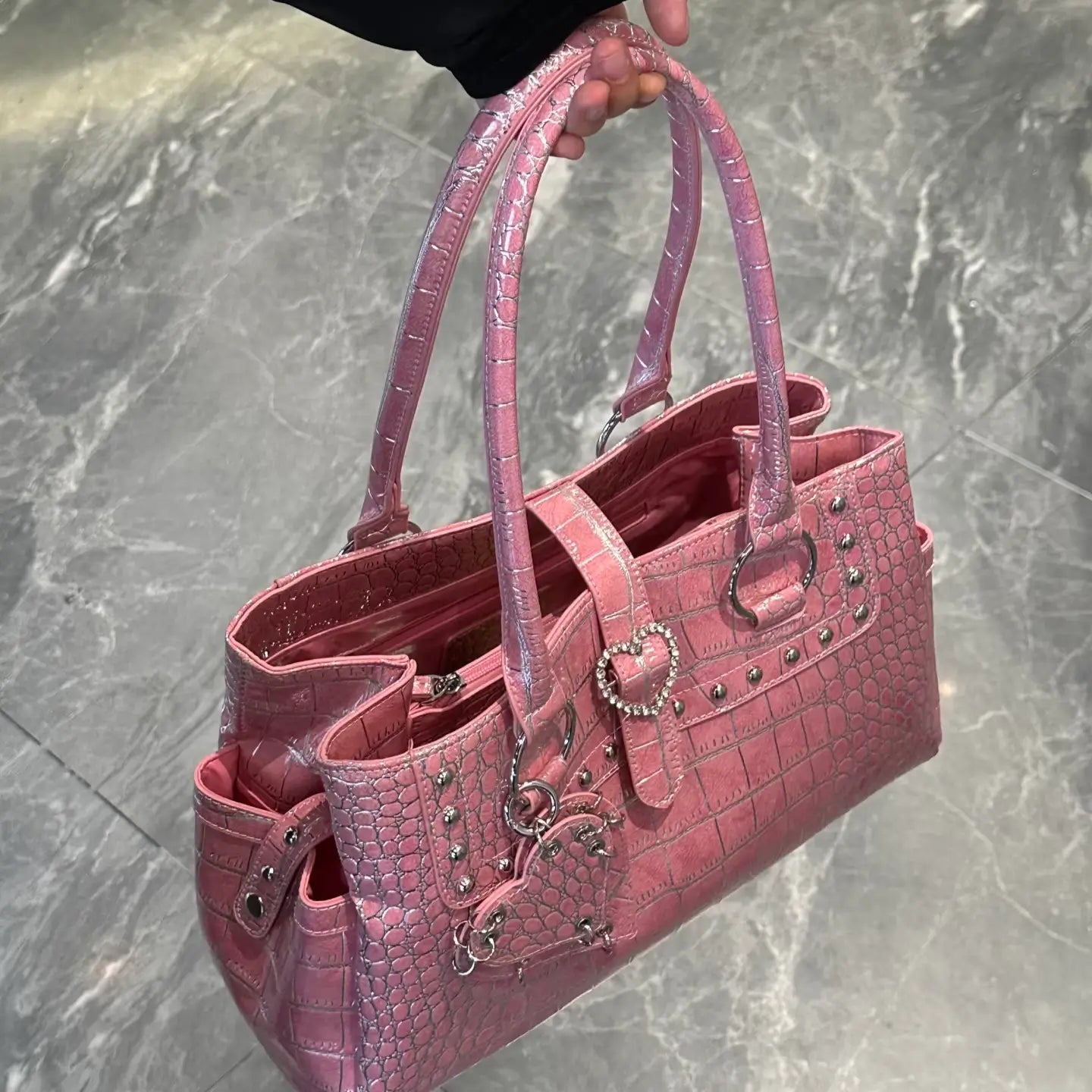 Vintage Pink Croc Tote Bagink