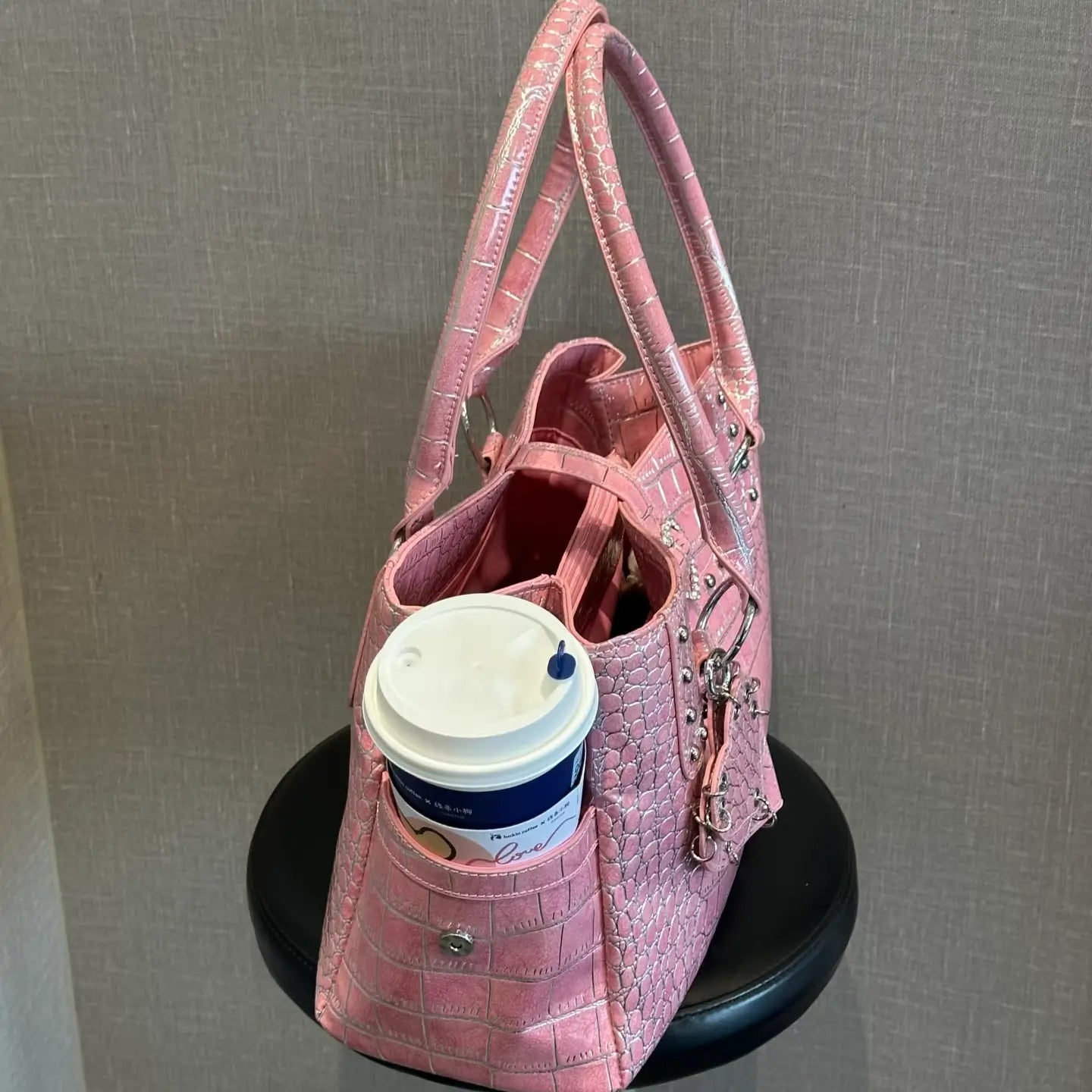 Vintage Pink Croc Tote Bagink