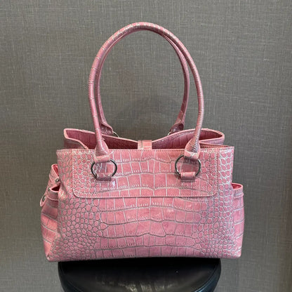 Vintage Pink Croc Tote Bagink