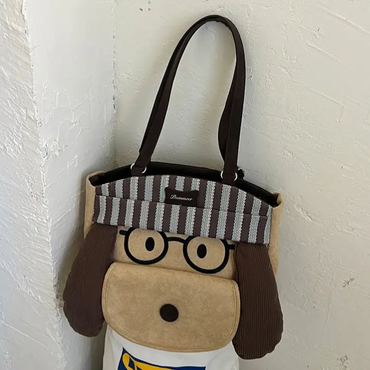 Bookish Pup Suede Tote
