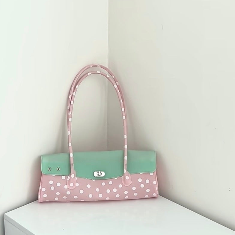 Colorblock Polka Dot Jelly Hobo Bag