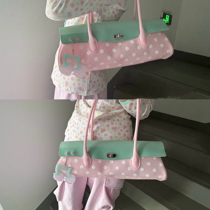 Colorblock Polka Dot Jelly Hobo Bag