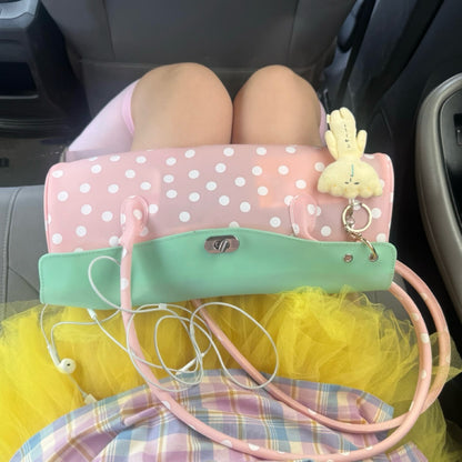 Colorblock Polka Dot Jelly Hobo Bag