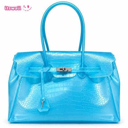 Croc-Embossed Jelly Bag