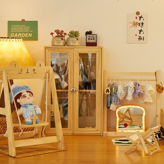 Doll Clothes Wooden Wardrobe - itswaii