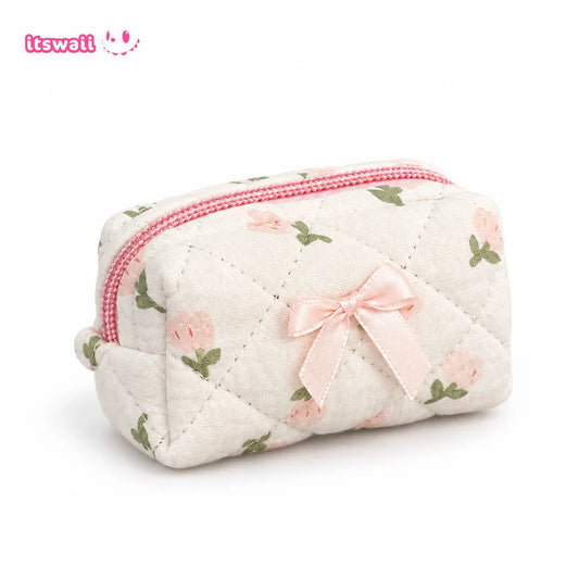 Bow & Bloom Quilted Mini Pouch