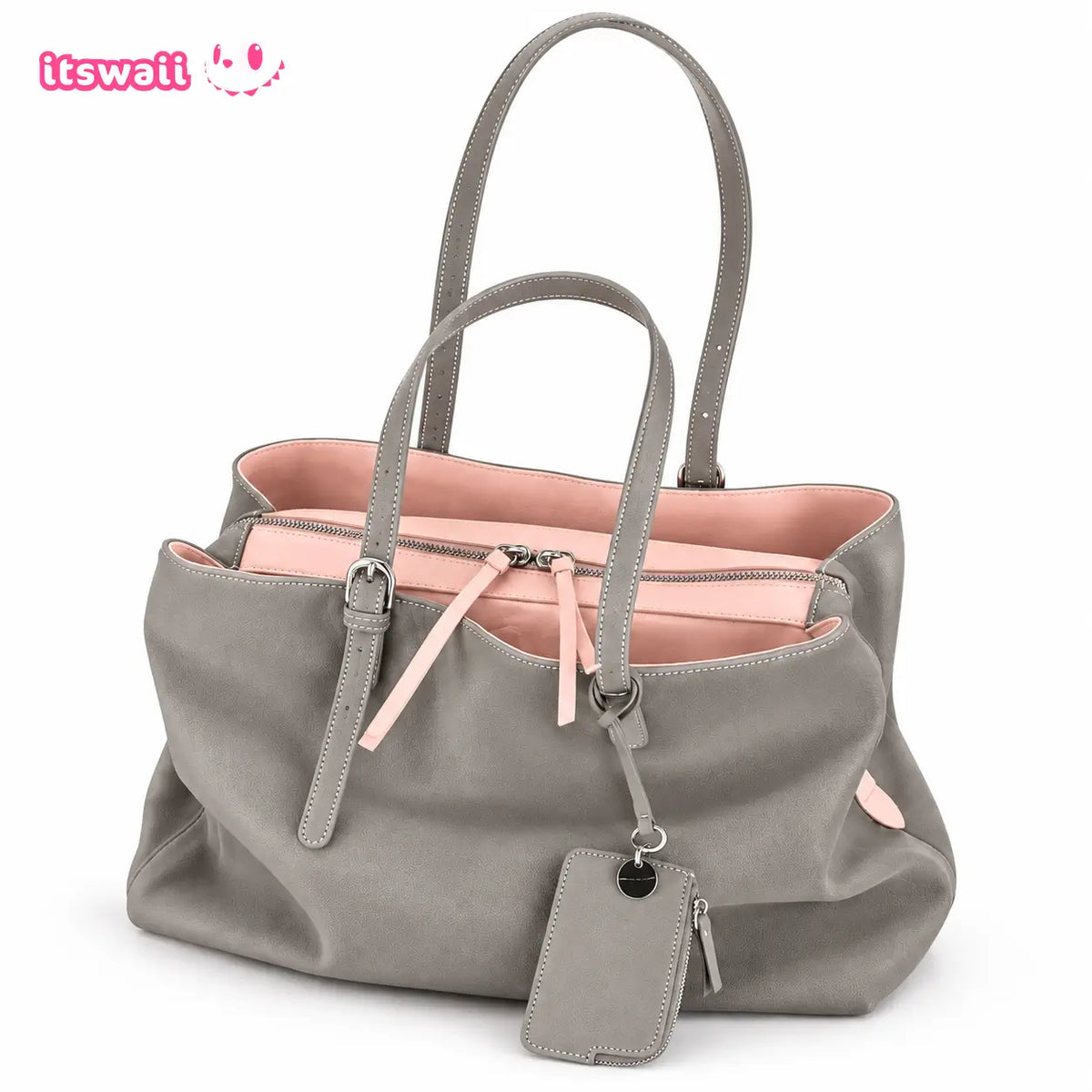 Faux Leather Two-Tone Carryall Tote