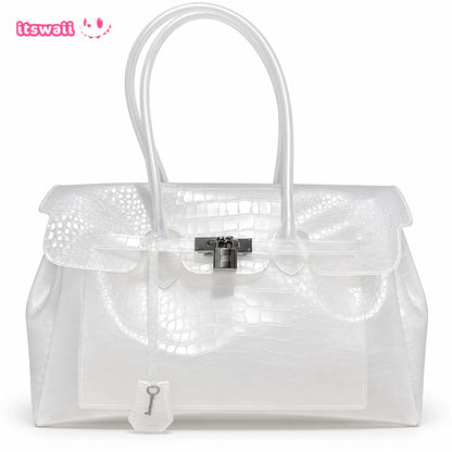 Croc-Embossed Jelly Bag