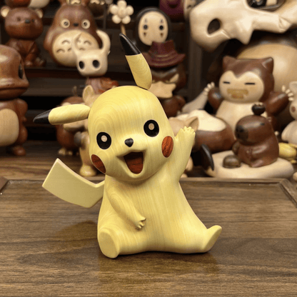 Wooden Pikachu Figurine - itswaii